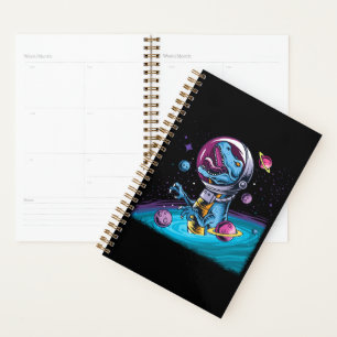 Funny T-Rex Dinosaur in Space Planner