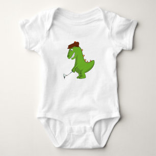 Funny T-Rex Dinosaur Playing Golf Baby Bodysuit