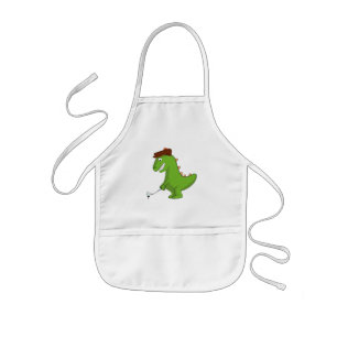 Funny T-Rex Dinosaur Playing Golf Kids Apron