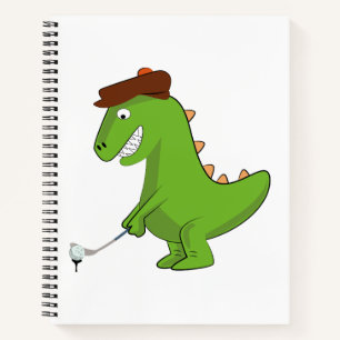 Funny T-Rex Dinosaur Playing Golf Notebook
