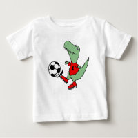 Funny T-rex Dinosaur Playing Soccer
