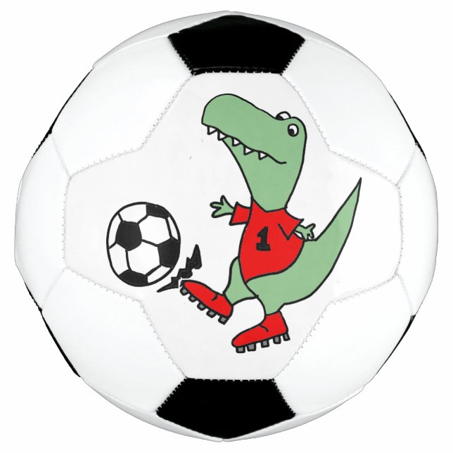 Funny T-rex Dinosaur Playing Soccer Soccer Ball (Front)