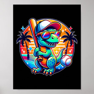 Funny T-rex Dinosaur Sell Player Kids Boys Toddler Poster