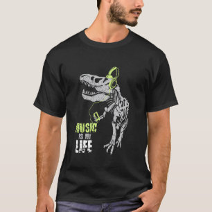 Funny T-Rex Dinosaur Skeleton Music Bass Is Life G T-Shirt
