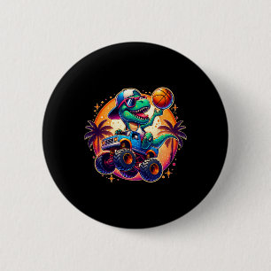 Funny T-rex Dinosaur Sketll Player Kids Toddlers Y 6 Cm Round Badge