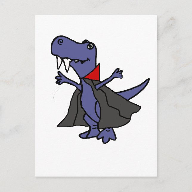 Funny T-rex Dinosaur Vampire Cartoon Postcard (Front)