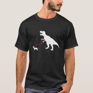 Funny T-Rex Dinosaur Walking Dachshund Weiner Dog T-Shirt