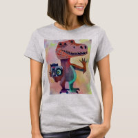 Funny T-rex Dinosaur with Camera Photography Art