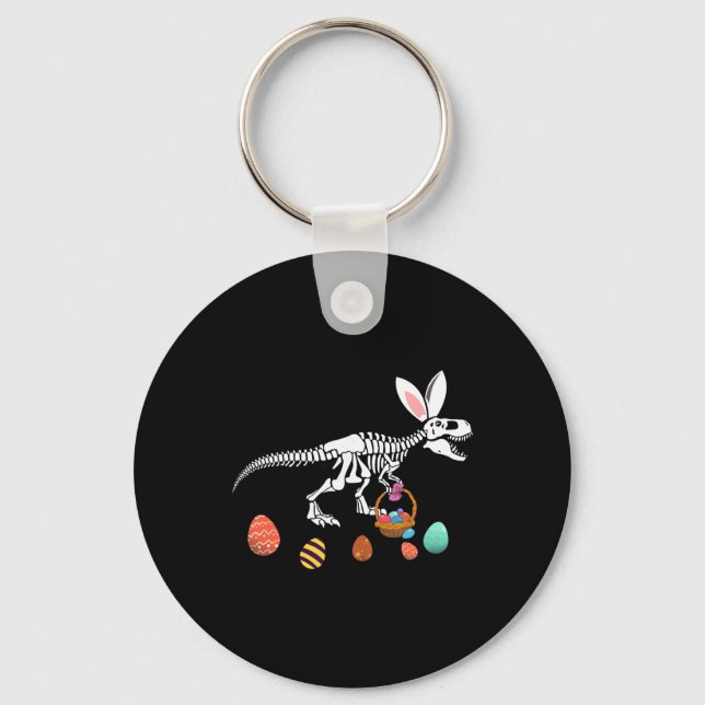 Funny T Rex Easter Skeleton Bunny Sket Egg Hunt Ea Key Ring (Front)