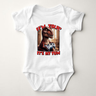 Funny T-Rex Gamer Quote Design Baby Bodysuit