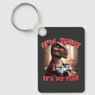 Funny T-Rex Gamer Quote Design Key Ring