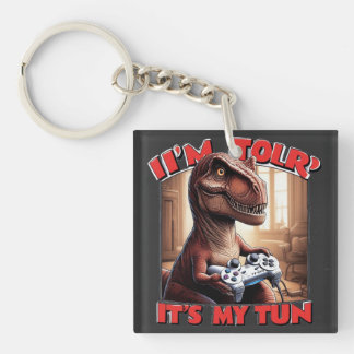 Funny T-Rex Gamer Quote Design Key Ring