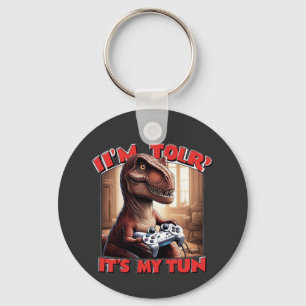 Funny T-Rex Gamer Quote Design Key Ring