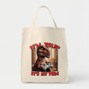 Funny T-Rex Gamer Quote Design Tote Bag
