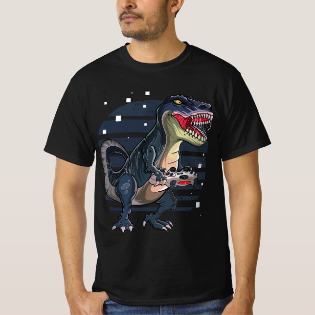 Funny T-Rex Gamer T Rex Gaming, Cute Video Game Fo T-Shirt (Front)