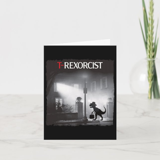 Funny T-rex Horror Parody Dinosaur Halloween Retro Card (Front)