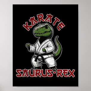 Funny T-rex Karate Dino Martial Arts Children Poster