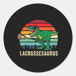 Funny T Rex Lacrosse Dinosaur Lax Boys Lacrosse Te Classic Round Sticker