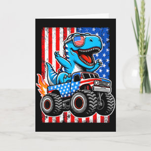 Funny t-rex riding monster truck 4th of julyFunny Card