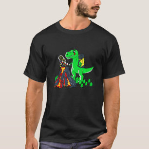 Funny T-Rex Roast Marshmallow Illustration Graphic T-Shirt