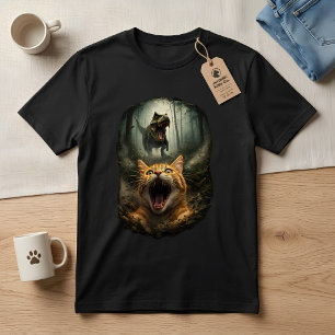Funny T-Rex & Screaming Cat Meme T-Shirt