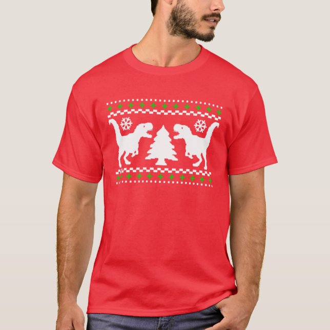 Funny T-Rex Ugly Christmas Sweater (Front)