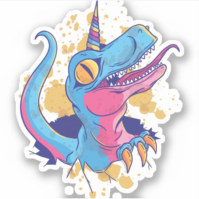 Funny T-Rex Wanna Be A Unicorn Dinosaur Cartoon (Front)