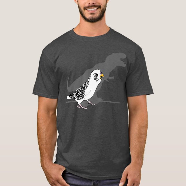 Funny T-rex White Budgie Birb memes Cute Parrot T-Shirt (Front)