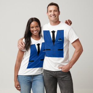 Funny T-Shirt Faux Blue Suit with Custom Text Name