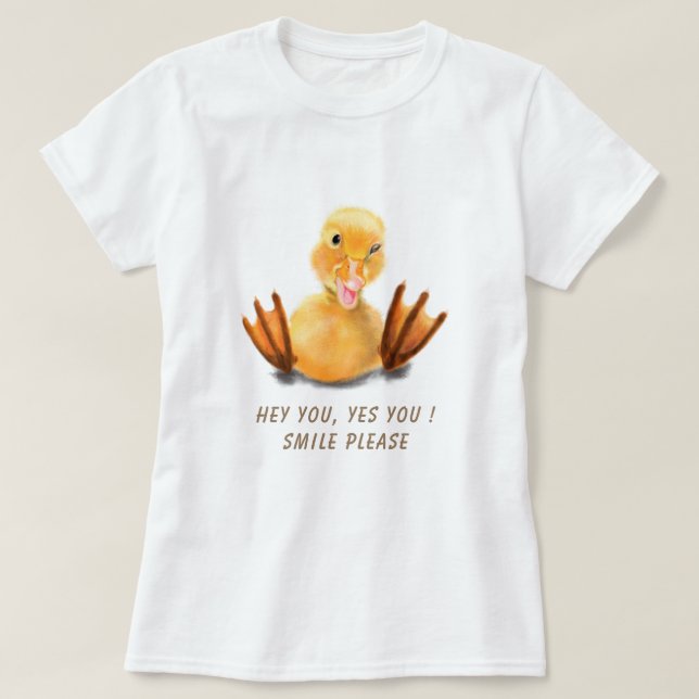 Funny T-Shirt Hapy Duck Smile - Custom Text (Design Front)