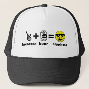 Funny T-Shirt Lacrosse + Beer = Happiness Trucker Hat