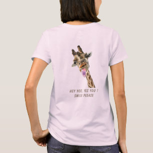 Funny T-Shirt Playful Giraffe Smile - Custom Text