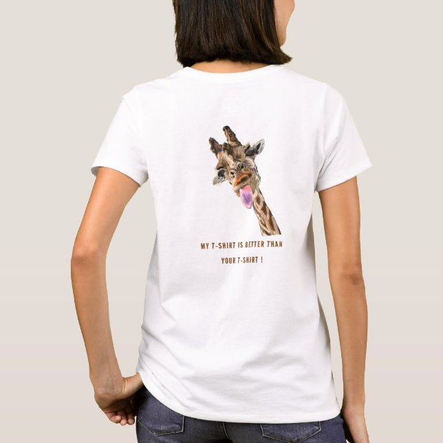 Funny T-Shirt Playful Giraffe - Your Text (Back)
