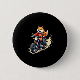 Funny T-Shirt, Shiba Inu, Motorcycle, Dog, Puppet, 6 Cm Round Badge