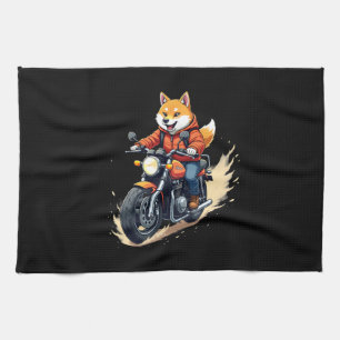 Funny T-Shirt, Shiba Inu, Motorcycle, Dog, Puppet, Tea Towel