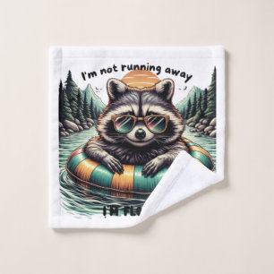 Funny T-shirt with a relaxed raccoon – “I'm not ru Bath Towel Set