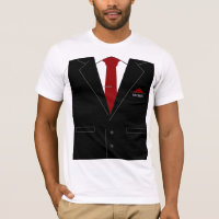Funny T-Shirt with Black Suit and Tie - Your Text