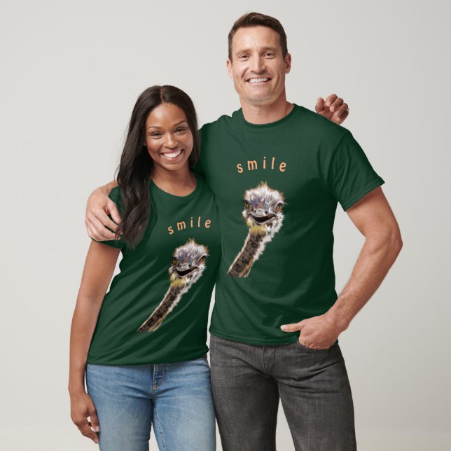 Funny T-Shirt with Happy Ostrich - Smile (Unisex)