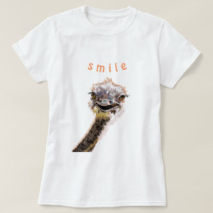 Funny T-Shirt with Happy Playful Ostrich - Smile