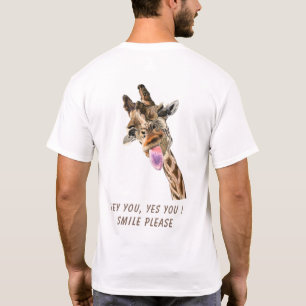 Funny T-Shirt with Playful Giraffe - Custom Text