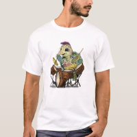 Funny T-Shirt with Turtle Drummer