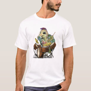Funny T-Shirt with Turtle Drummer