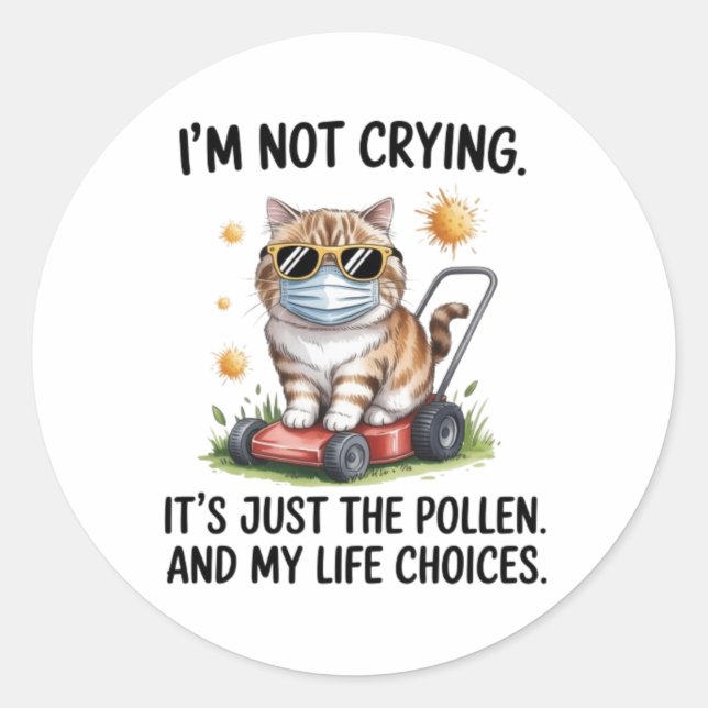 Funny Tabby Cat Allergy Sticker - Pollen & Life Ch (Front)
