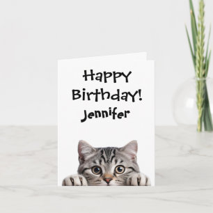 Funny Tabby Cat Birthday Folded Greeting Card
