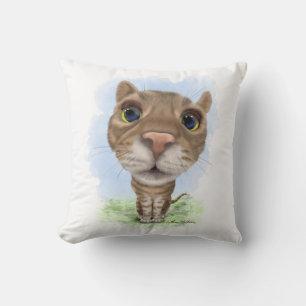 Funny Tabby Cat Cartoon Cushion