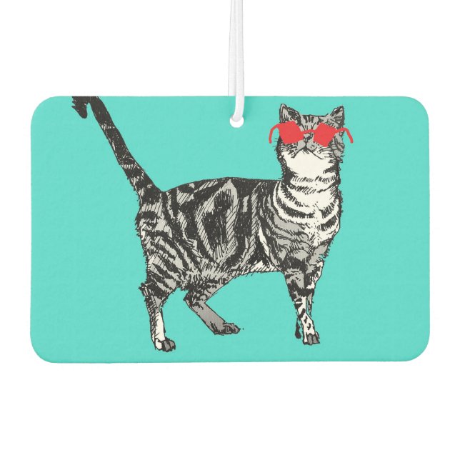 Funny Tabby Cat cats Sunglasses Car Air Freshener (Front)