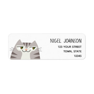 Funny Tabby Cat Return Address Label