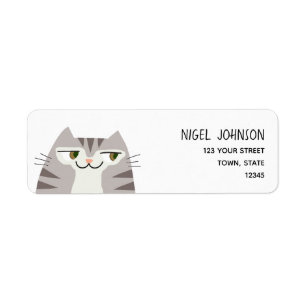 Funny Tabby Cat Return Address Return Address Label