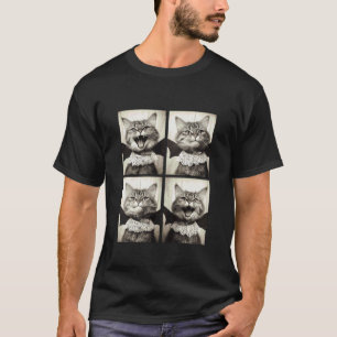 Funny Tabby Cat Vampire with Bat Costume Feline Ha T-Shirt