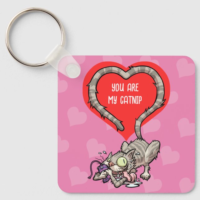 Funny Tabby Cat You Are My Catnip Valentine's Key Ring (Front)